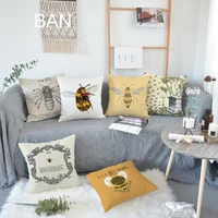 bee pattern cushion cover cotton linen pillow cover home decor decorative pillows for sofa nordic home decor pillow cover