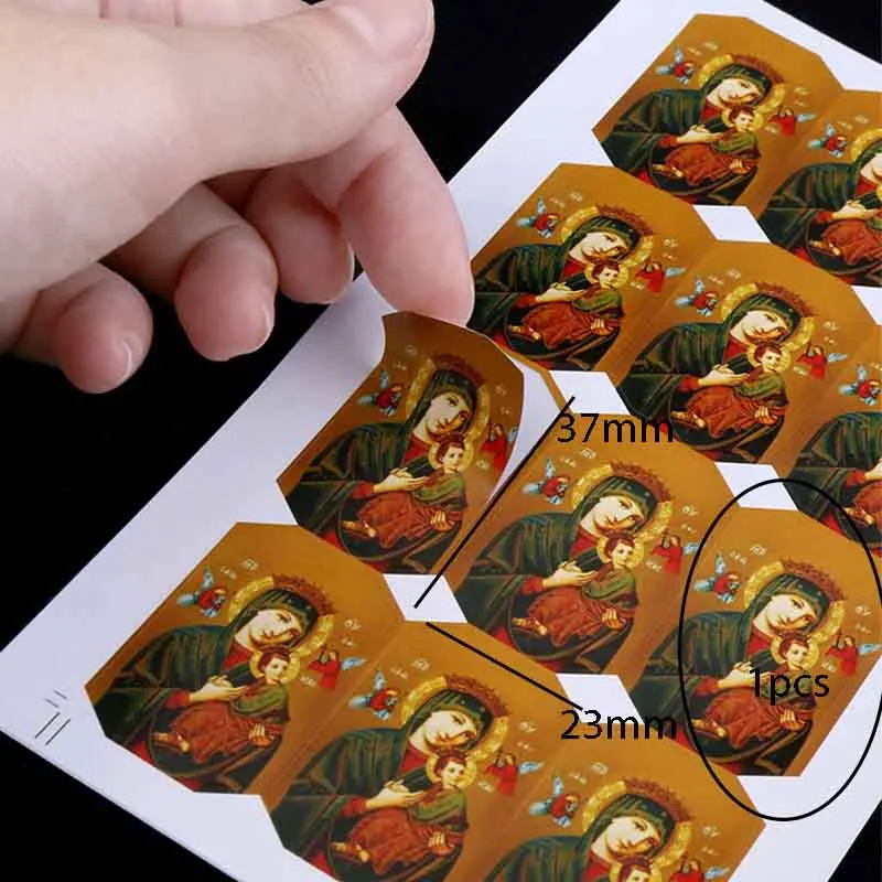 120 шт./наклейки на стену католической Девы Марии, Дева Мария, наклейки на стену, украшения для католической церкви 23x37мм