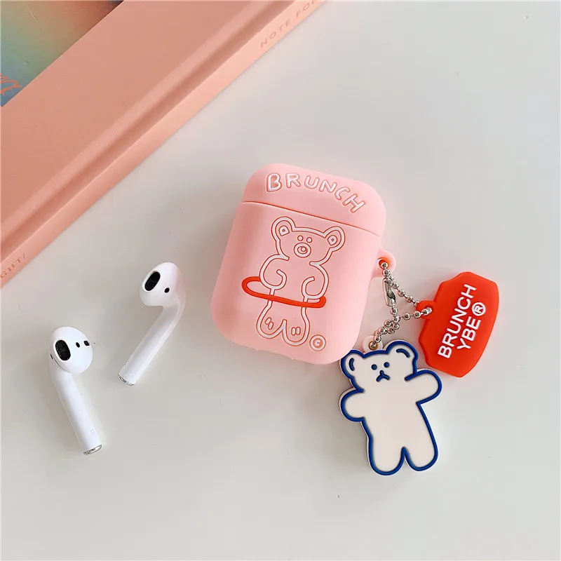 Милый мультяшный медведь чехол для наушников Airpods 1 2 3 силиконовый мягкий Pro Чехол