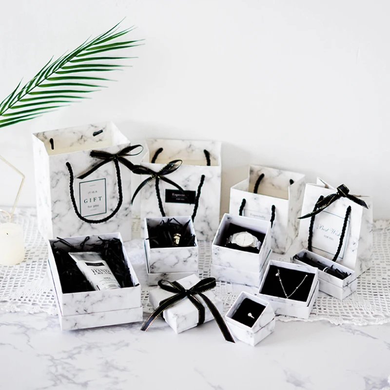 Мраморное кольцо ins cold wind часы серьги Ранняя упаковка для хранения ювелирных