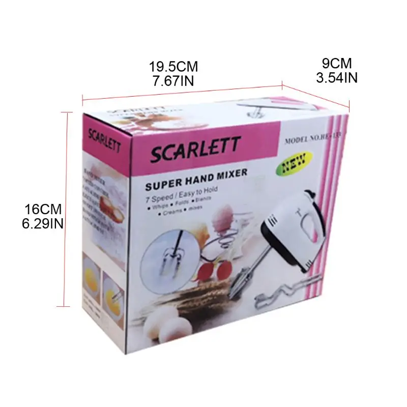 

US/EU/UK Plug Electric Food Mixer 7 Speeds Adjustable Dough Blender Hand-held Egg Beater Cream Whisk for Kitchen Cooking