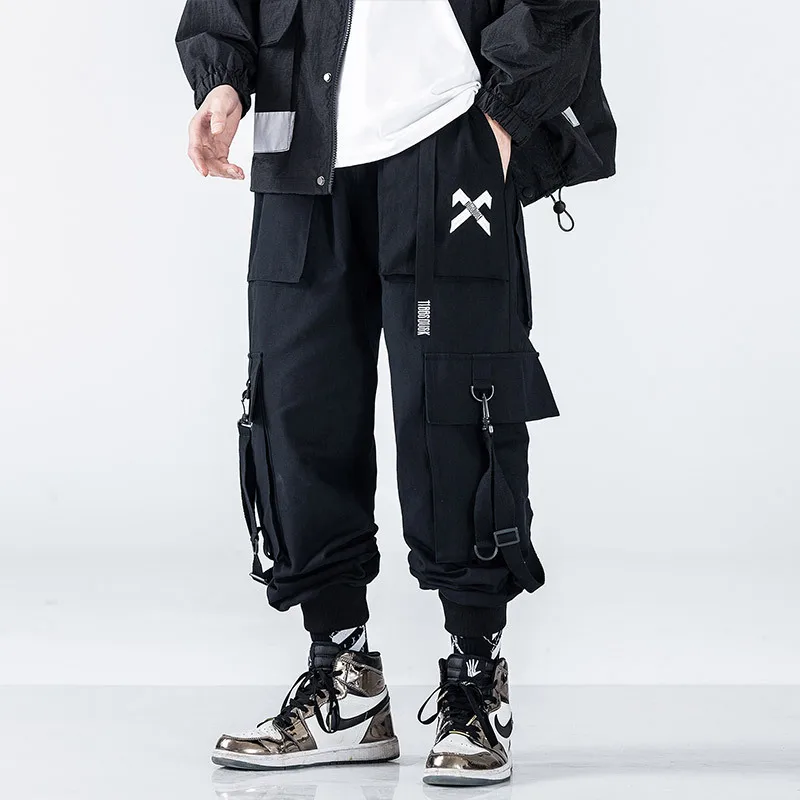 

11 BYBB'S DARK Ribbons Multi Pockets Cargo Pants Men Harajuku Casual Track Trouser Hip Hop Streetwear Techwear Pants Joggers Men