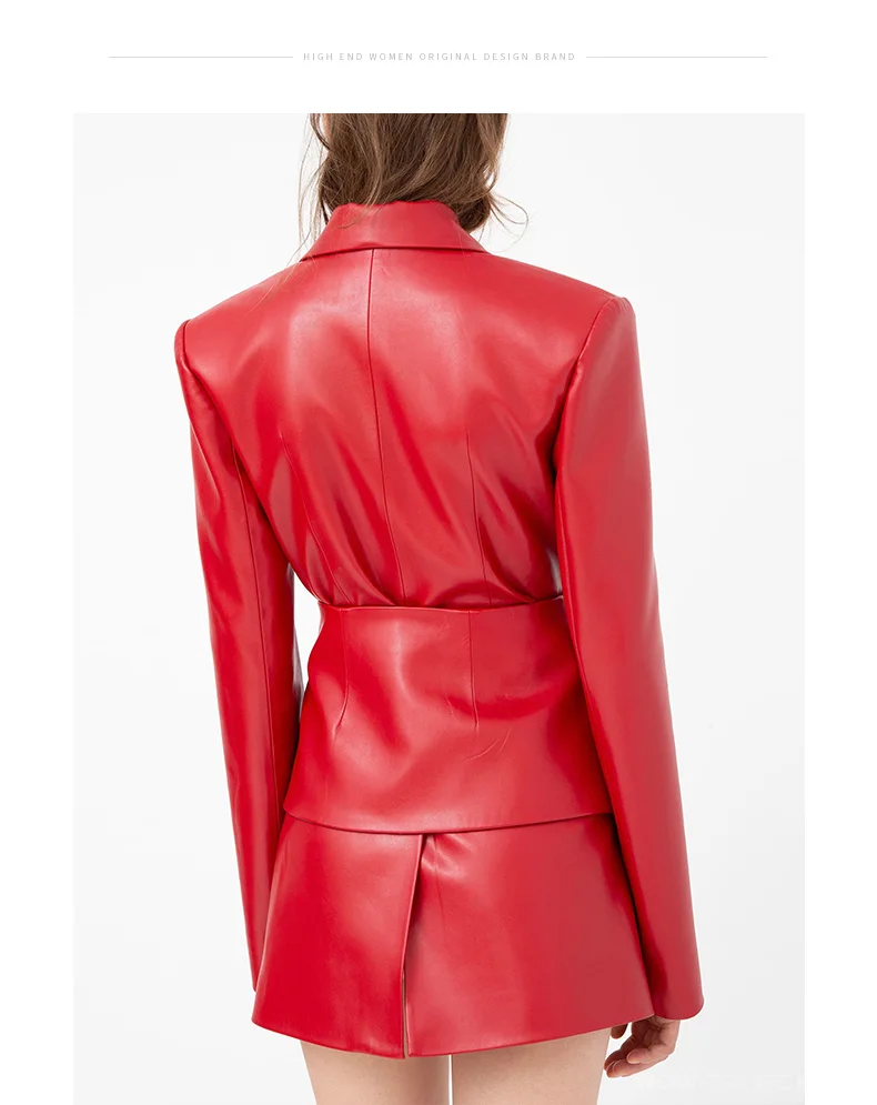 WHITNEY WANG Autumn Winter Fashion Streetwear Asymmetrical PU Jacket Women Faux Leather Jacket Coat Outerwear