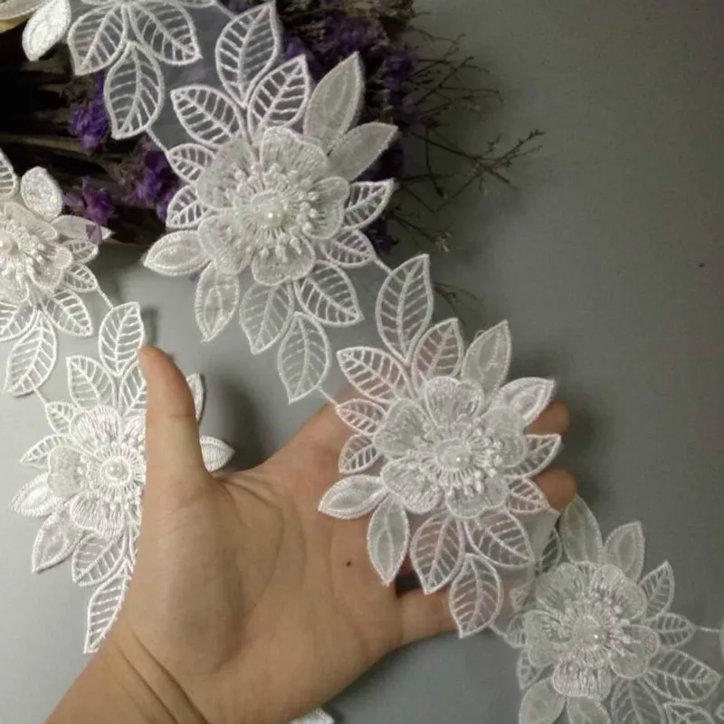 Вышитая бисером кружевная отделка 1 ярд 9 х13 см | Дом и сад