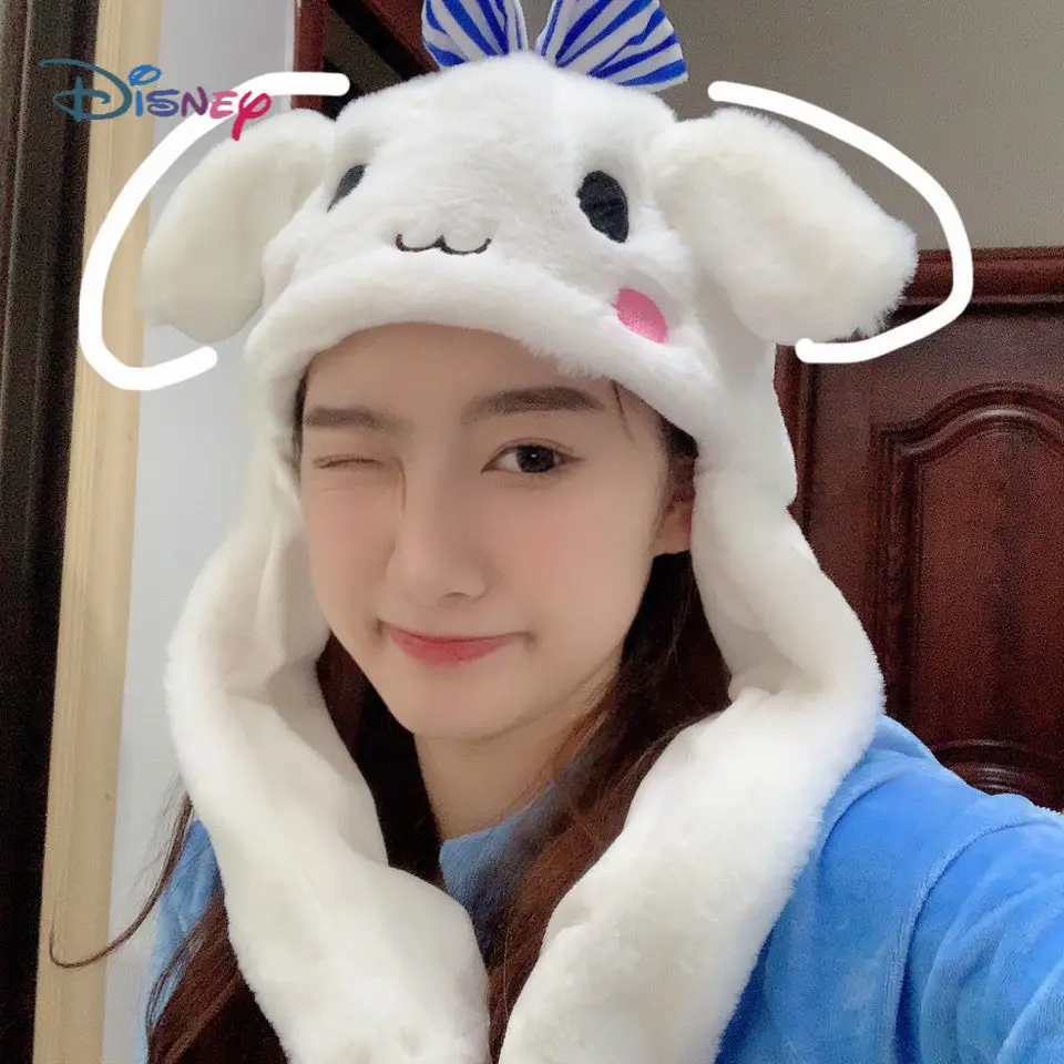 

Disney pinch ears can move the hat autumn and winter cute Stitch hat rabbit ears airbag hat Winter scarf Christmas Gifts