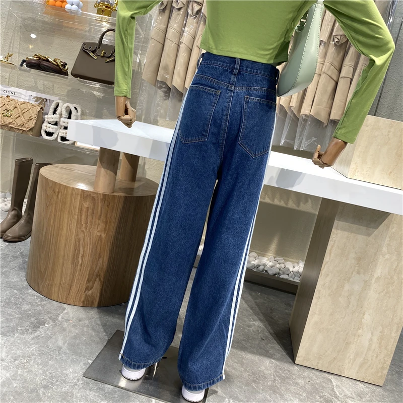 

Brand Original Design 2021 Straight Leg Jeans With High Waist And Side Vertical Pants