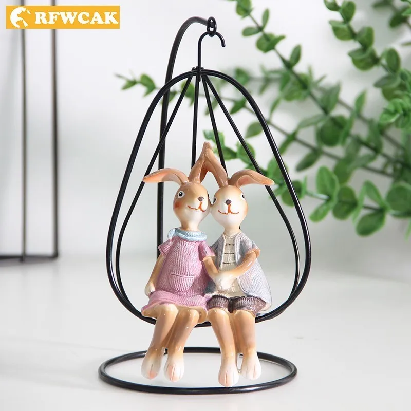 Прямая поставка, модель Пасхальных Кроликов из смолы, фигурки, украшения, подарок на день Святого Валентина, свадебное украшение, домашний декор, подарок, ремесла