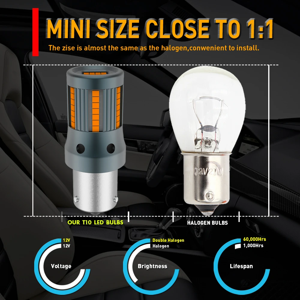 Светодиодная лампа BAU15S 7507 PY21W 1156 P21w Ba15s T20 для передних указателей поворота