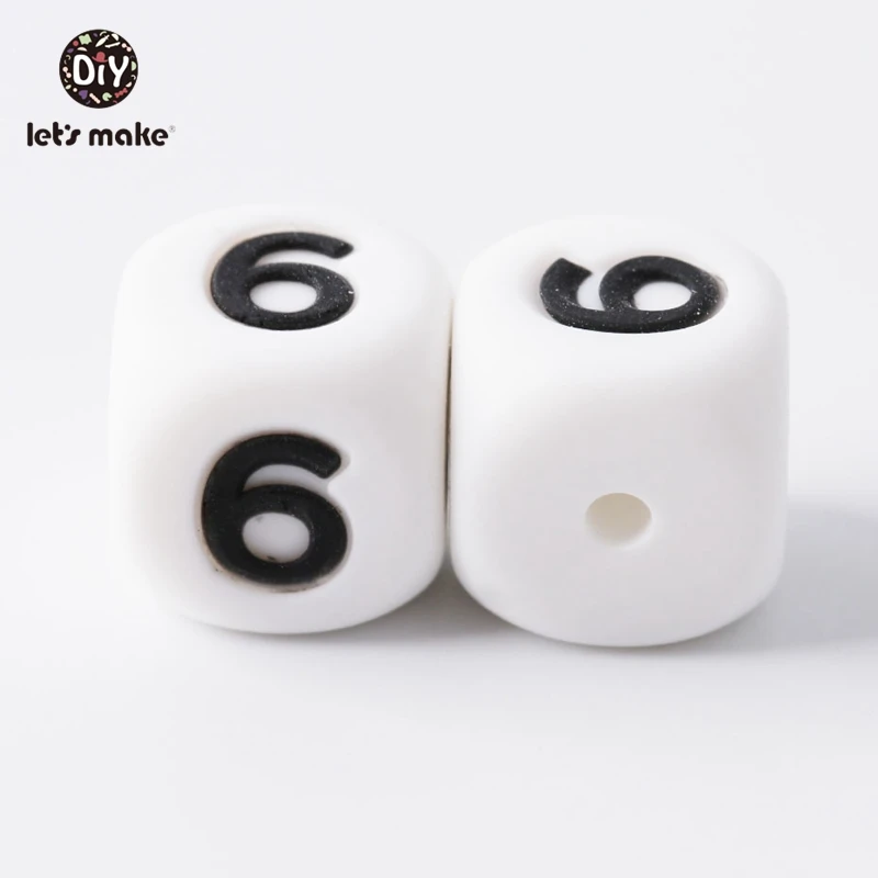 6 Let'S Make 10 шт силиконовый Прорезыватель для зубов 0-9 цифр буквы Bpa бесплатно жевательные бусины Diy пустышка цепочка Детские Прорезыватели Прорезыватель зубов Квадратные бусины - Цвет: 6