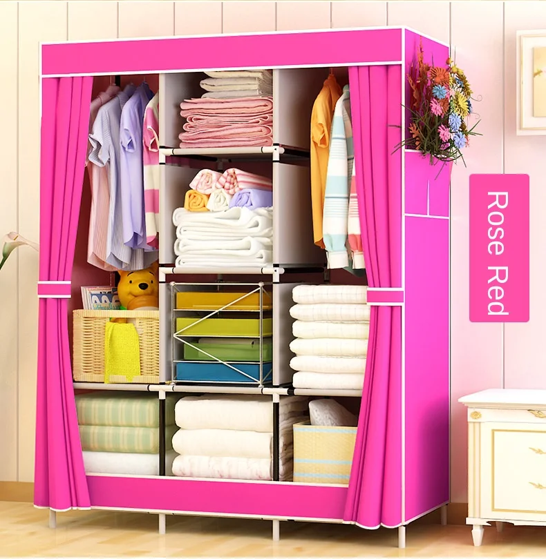 Clothes Closet Portable Wardrobe Durable Storage Organizer Non-woven Fabric Cloth Shelf 170cm*125cm*45cm | Мебель