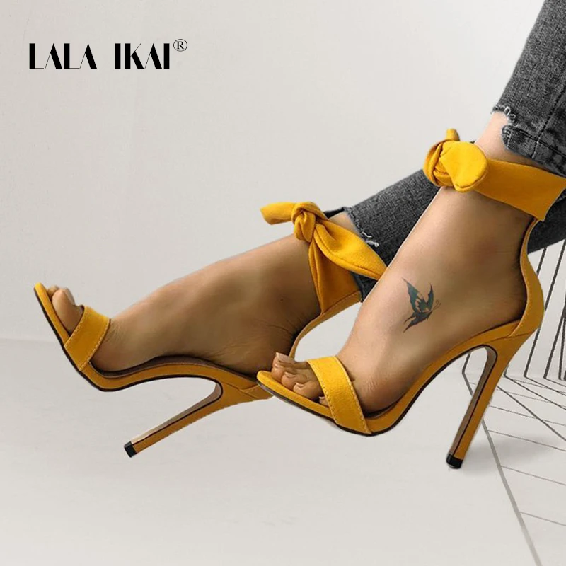 LALA IKAI/женские босоножки Модные пикантные туфли на высоком каблуке со шнуровкой и