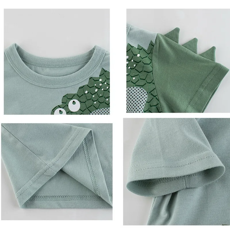 

2021 Summer Kids Girls Cotton Short Sleeve T-shirts Tops 2-8Y Baby Boys Print Tees Children Clothing Sweatshirt Cartoon 9076