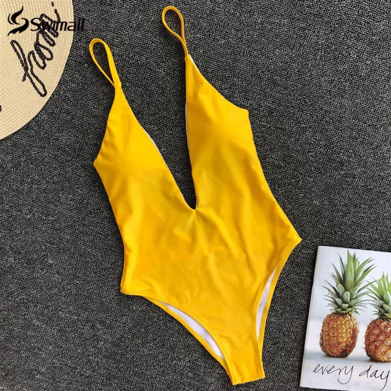 Однотонный Цельный купальник сексуальный Женский монокини с высоким вырезом