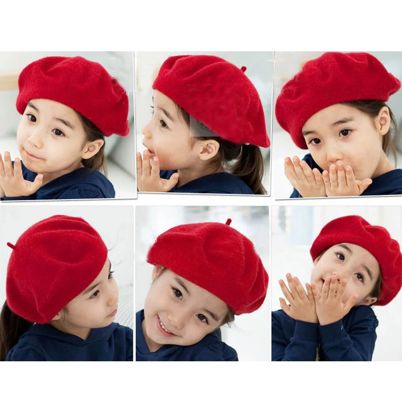Модный детский берет шапка для девочек шерстяные винтажные детские шапочки