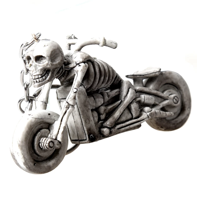 

Light Gray Skull in Motorcycle Pendant Keychain Decoration