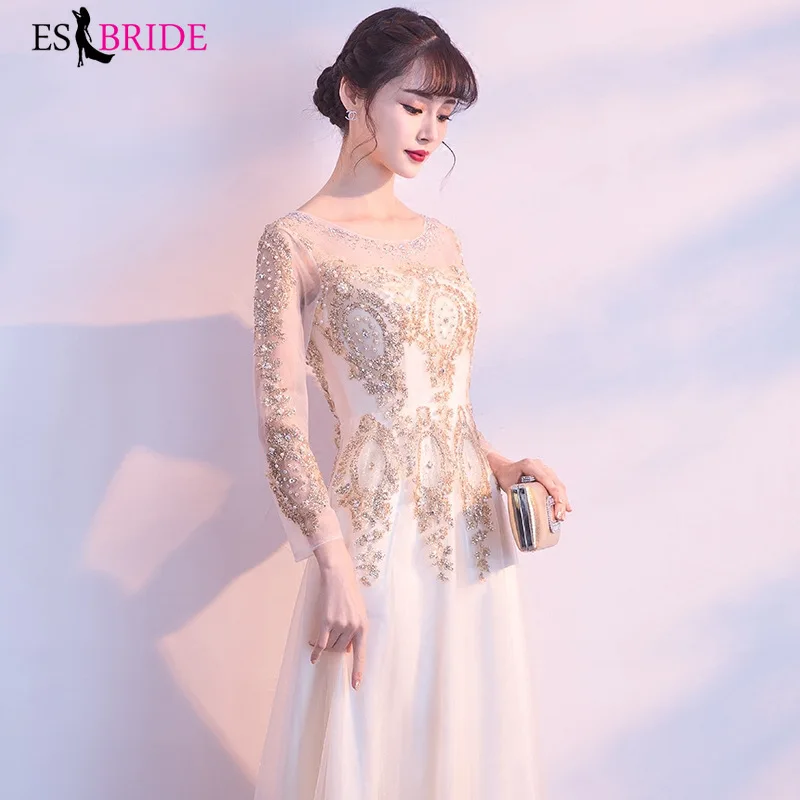 Женское вечернее платье кружевное А силуэта с золотым принтом ES1169|Вечерние