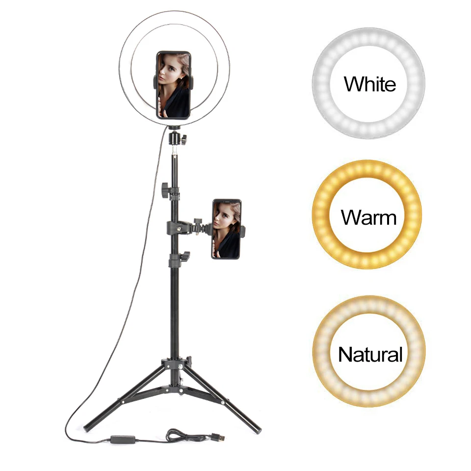 

10" LED Ring Light Photographic Selfie Ring Lighting with Stand for Smartphone Youtube Makeup Video Studio Tripod Ring Light