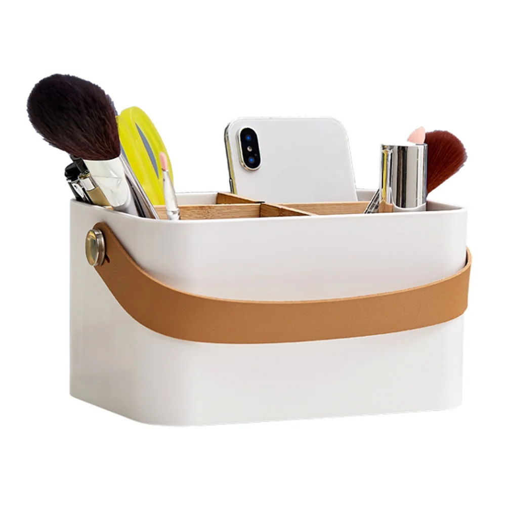 

1PC Storage Box Portable Remote Controller Holder Wood Bamboo Desktop Storage Basket Makeup Storage Box for Living Room Office