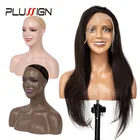 Афроамериканский Женский манекен голова с плечами черная губа парик стенд пирсинг для уха дырки реалистичная модель с ресницами