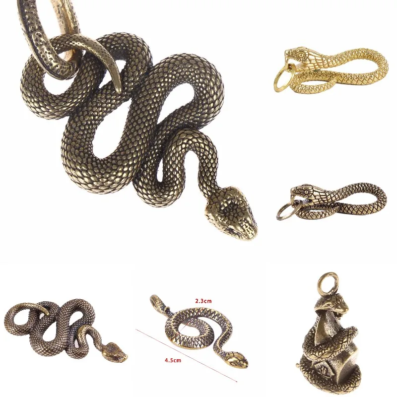 

1PCS Brass Snake Key Ring Boa Key chain Outdoor Accessories EDC Copper Snake Car Hanging