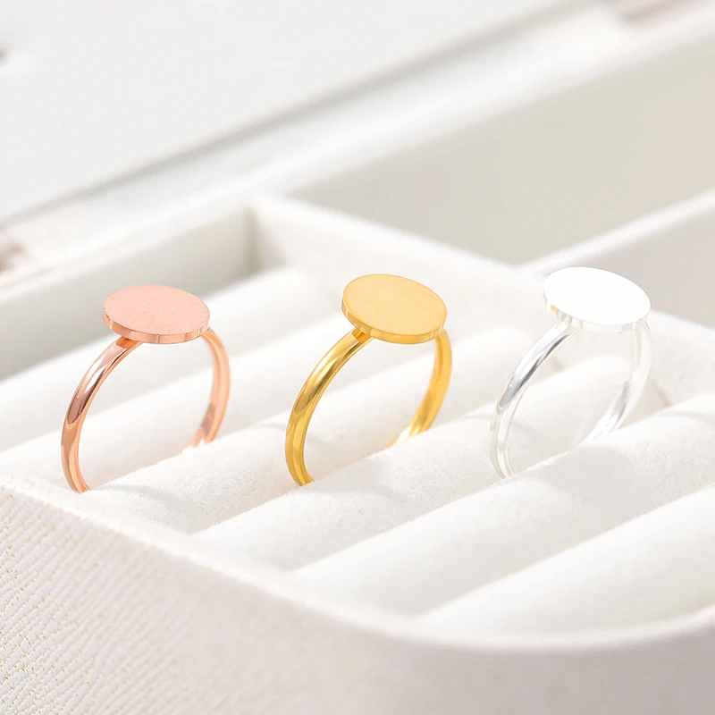 Оптовая продажа 10 шт./лот круглые кольца из нержавеющей стали для женщин