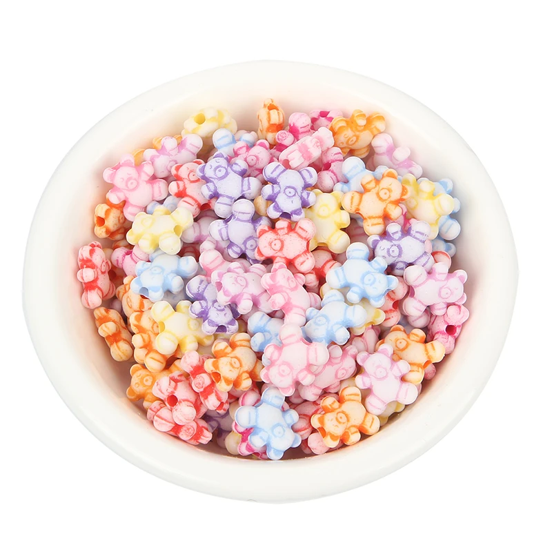 100 шт Смешанные медведь акриловые бусины 10x8 мм с ювелирными изделиями маркировка