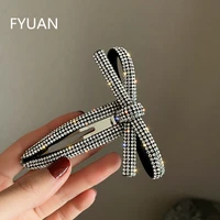 fyuan korean style big bowknot hairpins for women rhinestones crystal hair accessories weddings jewelry