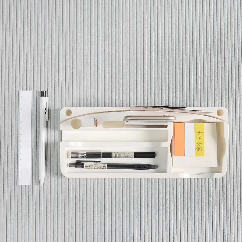 

Multifunctional Stationery Storage Tray Plastic DIY Space-saving Shelf for Home Office JR Deals