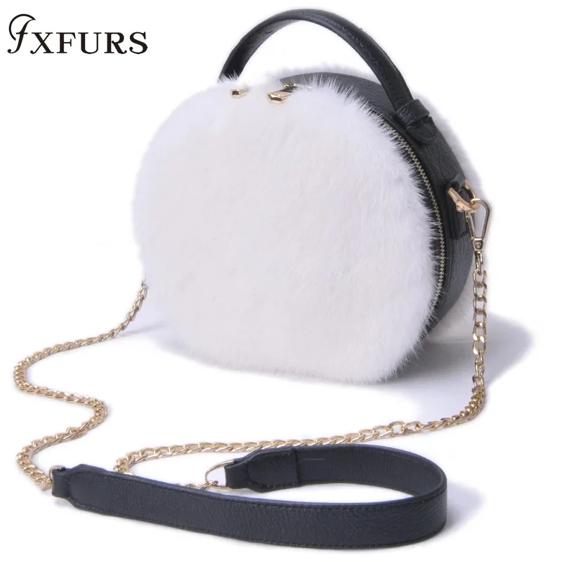 

2020 New Arrival Real Mink Fur Bag Famous Brand Designer Women Handbag Natural Genuine Leather Ladies Single-shoulder Bag Winter