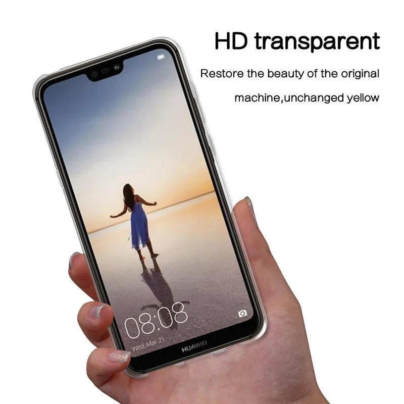 Прозрачная задняя крышка для мобильного телефона Huawei P20 Lite 2018/2019 чехол мягкий TPU