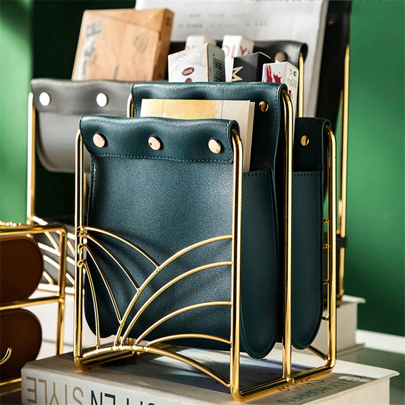 Кожаный стеллаж для хранения подставка газет дома гостиной всякой всячины пульт