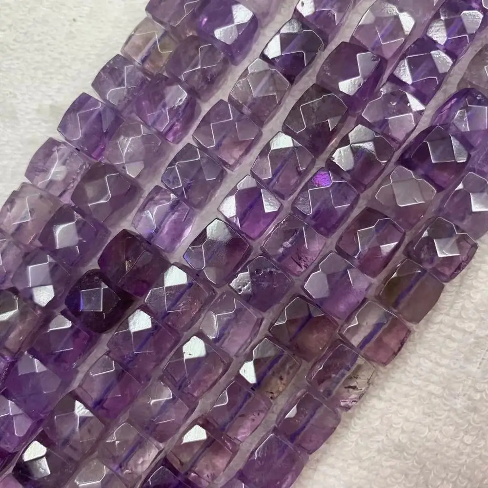 

8mm Cube faceted natural ametrines stone beads natural gem stone beads DIY loose beads for jewelry making strand 15" wholesale !