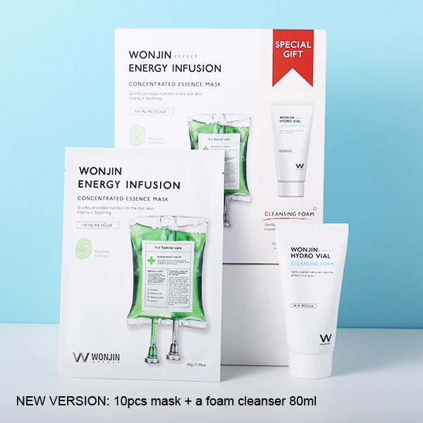 PLUS CLEANSER WONJIN Корейская Омолаживающая косметическая маска против морщин уход за лицом с пептидными аминокислотами, гиалуроновая кислота маска для лица набор листов - Цвет: PLUS CLEANSER