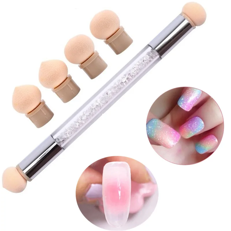 

Nail Tool Gradient Pen Smudge Pen Point Color Pen Light Therapy Point Color Glue Sponge Pen Washable and Change 4 Heads