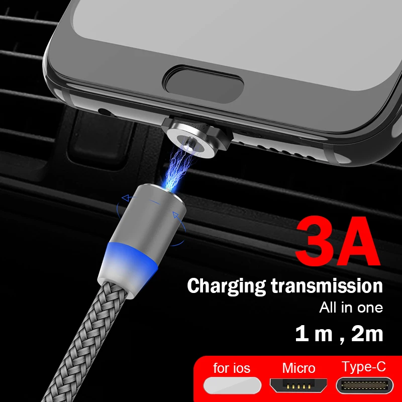 Магнитный USB кабель для быстрой зарядки usb type C зарядный Micro данных мобильного