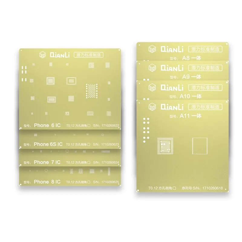 QIANLI IOS Gold 3D стальная сетка NAND baseband IC/CPU A8 A9 A10 A11 BGA трафарет для IPHONE X 6 6S 7 7P 8P T0.12
