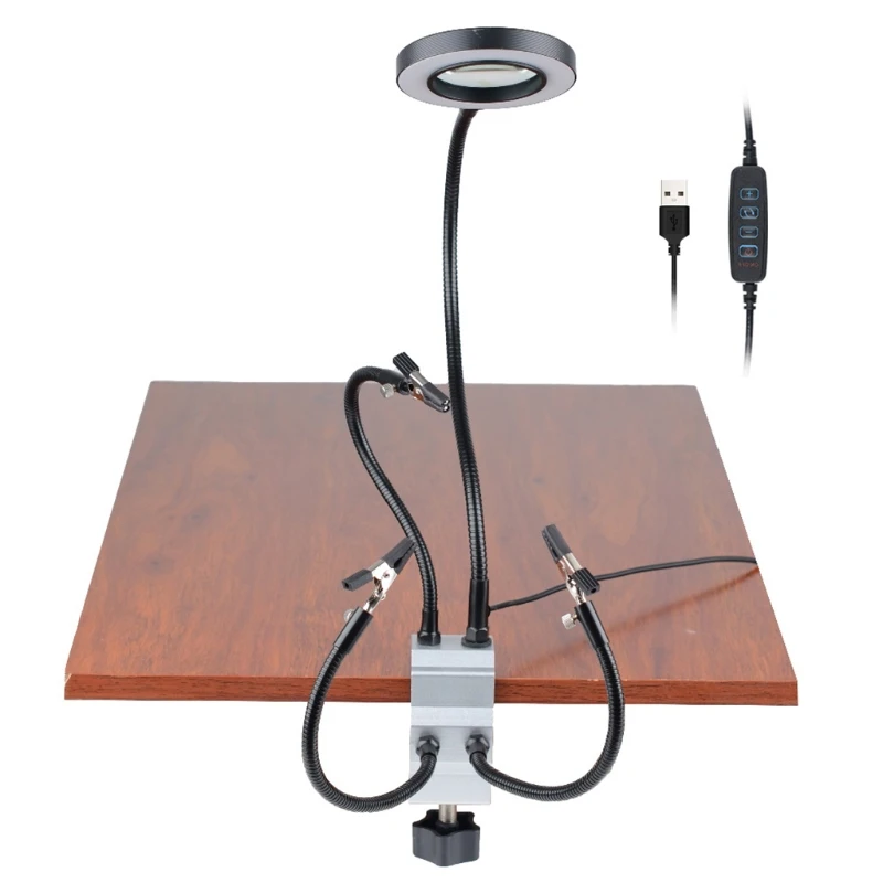 

Helping Hands Soldering Third Hand PC-B Holder Tool LED Lighted Magnifying with 4 Flexible Arms Electronics Repair