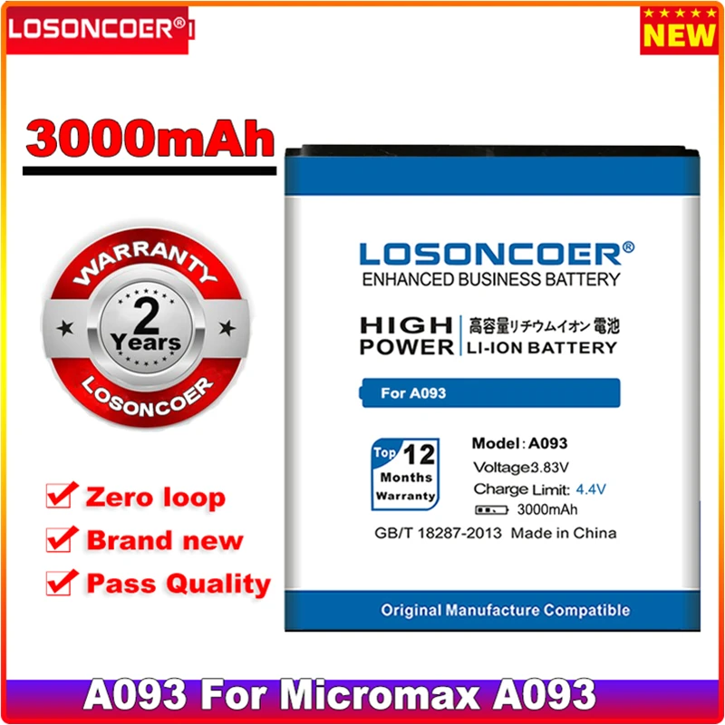 

LOSONCOER 3000mAh For Micromax A093 Battery mobile phoneTracking number