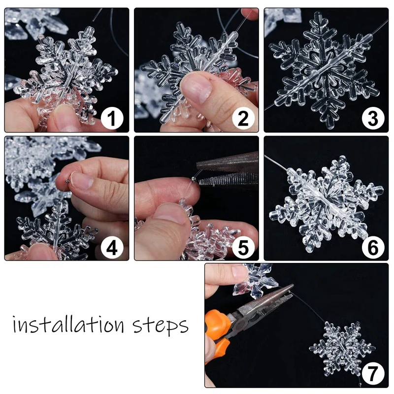 

70 Pcs Clear Snowflakes/Acrylic Crystal Snowflakes Snow Theme Ornaments Pendant DIY for Christmas Tree