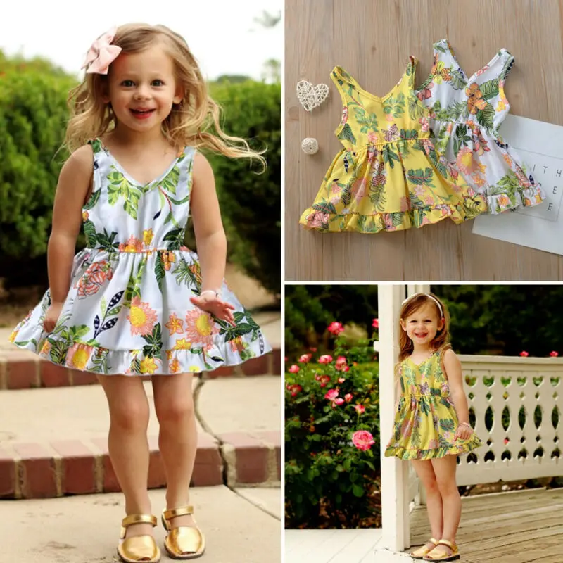 Детское платье-пачка без рукавов с цветами | Детская одежда и обувь