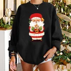 Смешные рождественские женские свитшоты с принтом Санта-Клауса, пуловеры с открытыми плечами, повседневный свитшот в стиле Харадзюку, свободные топы большого размера