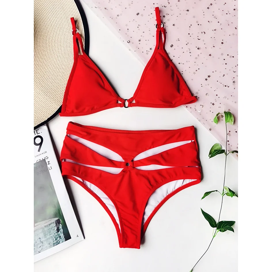 

High bikini 2021 female hollow swimsuit out bikini define female beachwear swimming wear for women's swimwear