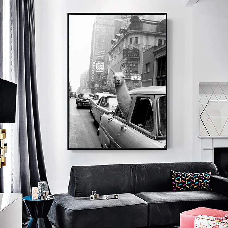 Современный городской Стиль черный белый цвет Альпака автомобиль здания холст