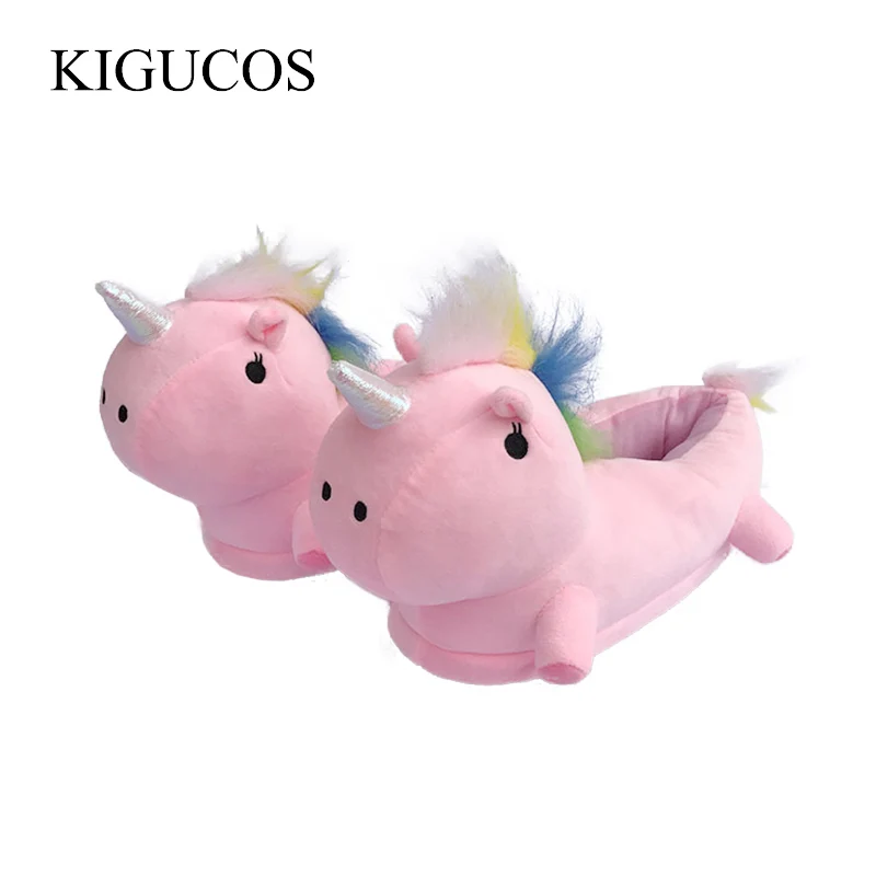 KIGUCOS/тапочки с единорогом Женские зимние теплые домашние мягкие мужские