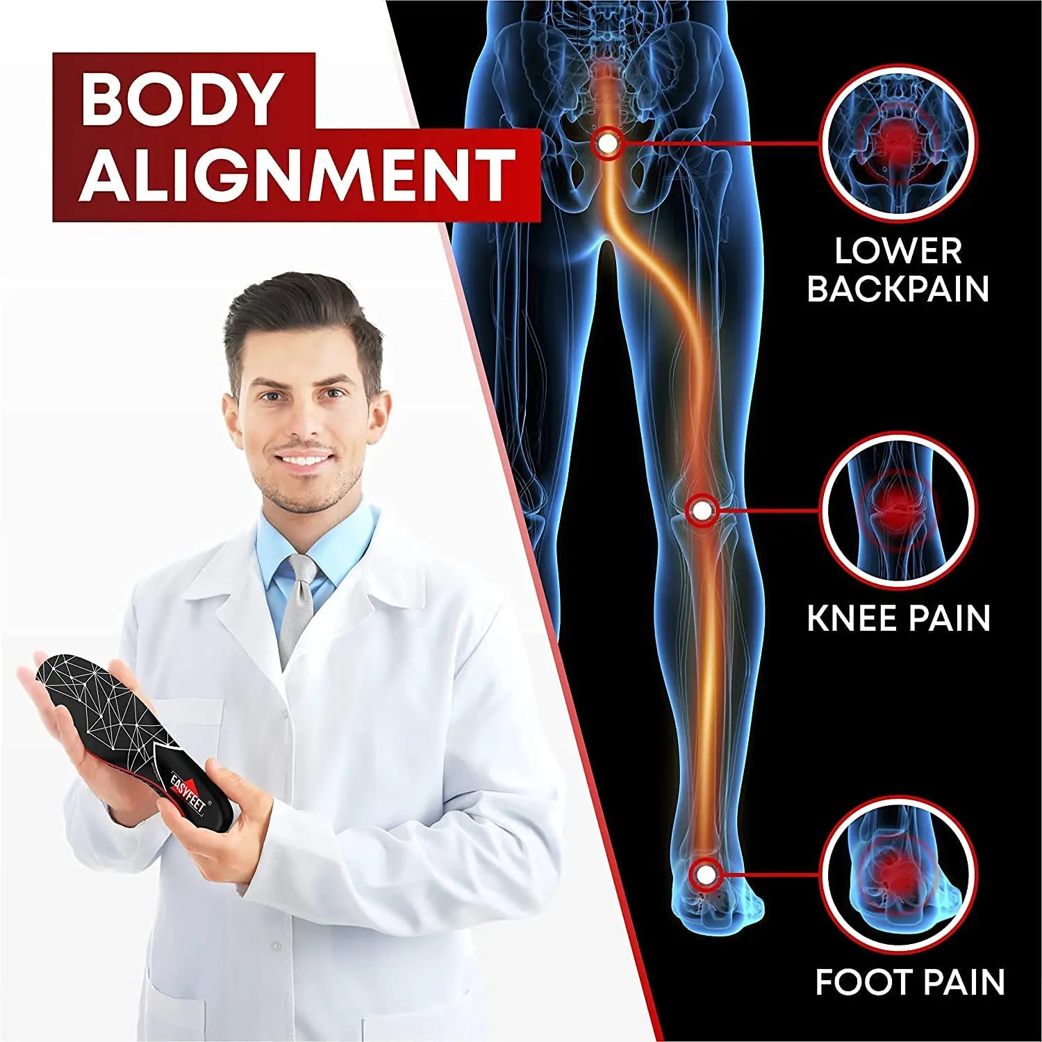 NOIPACE Plantar Fasciitis Strong Arch Support Insoles Orthotic Inserts High Arch for Flat Feet Pain Relief Work Boot Shoe Sole