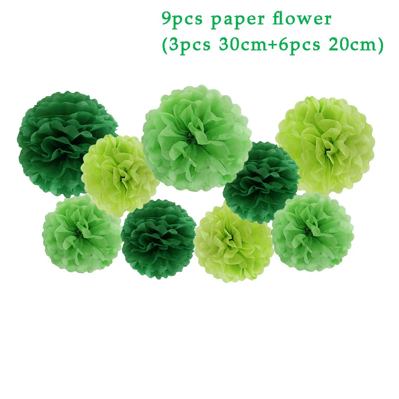 9pcs paper flower Декорации с днем рождения животные торт Топпер первый день рождения украшения Дети кекс топперы джунгли для вечеринки в стиле сафари поставки - Цвет: 9pcs paper flower