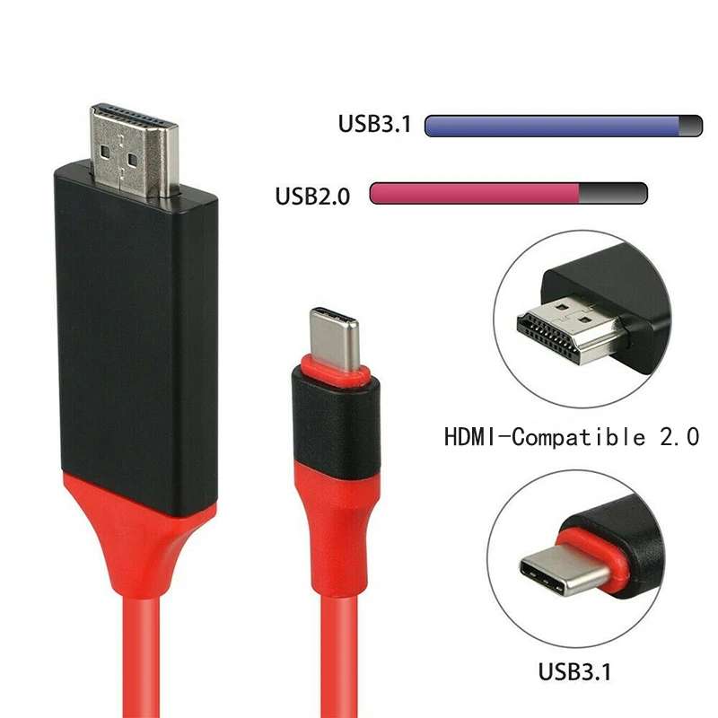 2M USB 3 1 Type C к HDMI-совместимый 1080P адаптер кабель для MacBook Samsung Galaxy S9/S8 HUAWEI P20 Pro/P30 Pro |