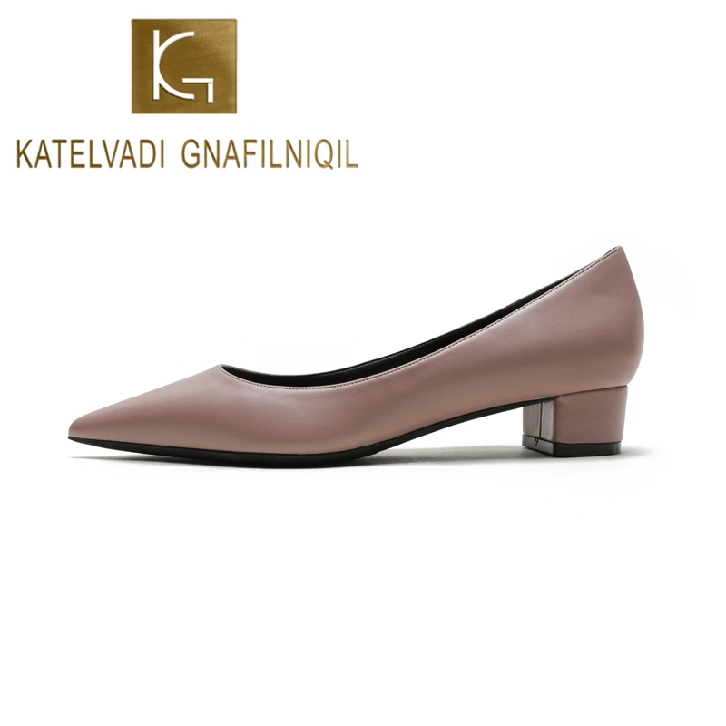 Туфли лодочки KATELVADI женские из спилка толстые высокие и низкие каблуки