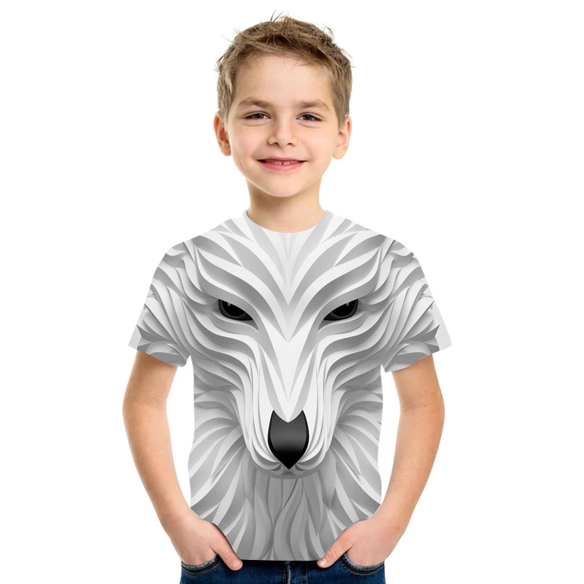 

Summer casual T-shirt boys and girls 3D printing casual loose hip-hop style size 4T-16T