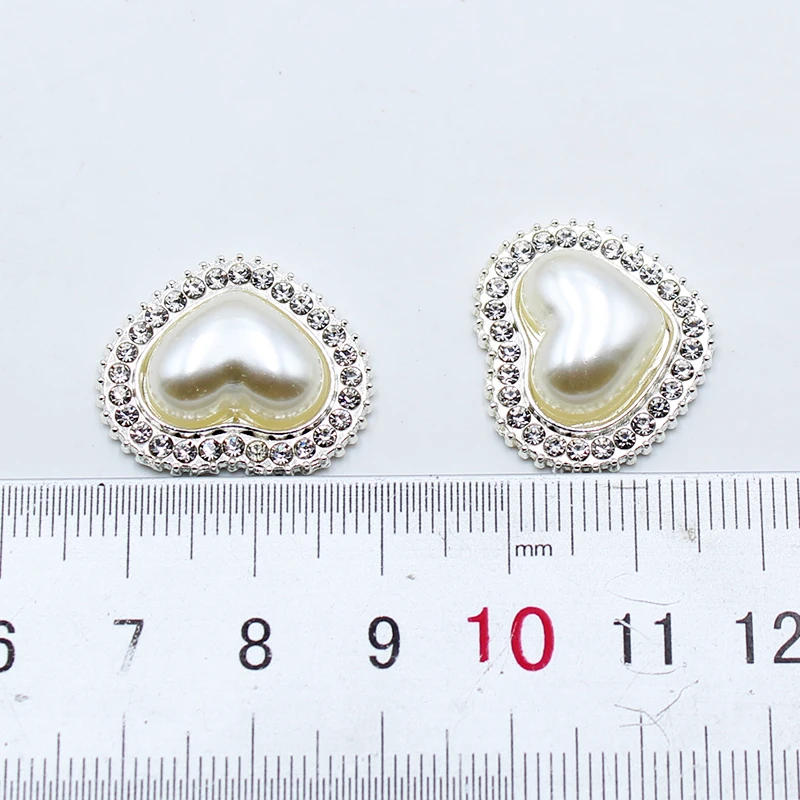 

10pcs 20*22mm alloy peach heart pearl shiny rhinestone gift box greeting card clothing decoration buckle DIY jewelry accessories